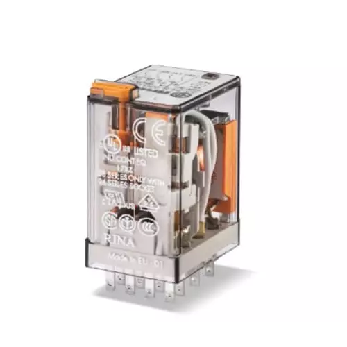 Finder Plug In Relay 125 V DC Coil 7 A Switching Current, 553491250094