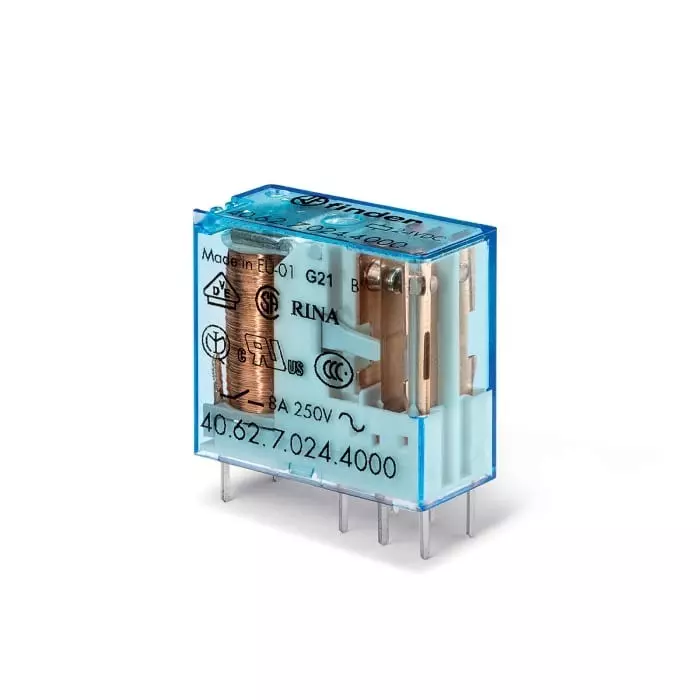 Finder PCB Mount Relay 24 V DC Coil 10 A Switching Current DPDT, 40.62.7.024.4000