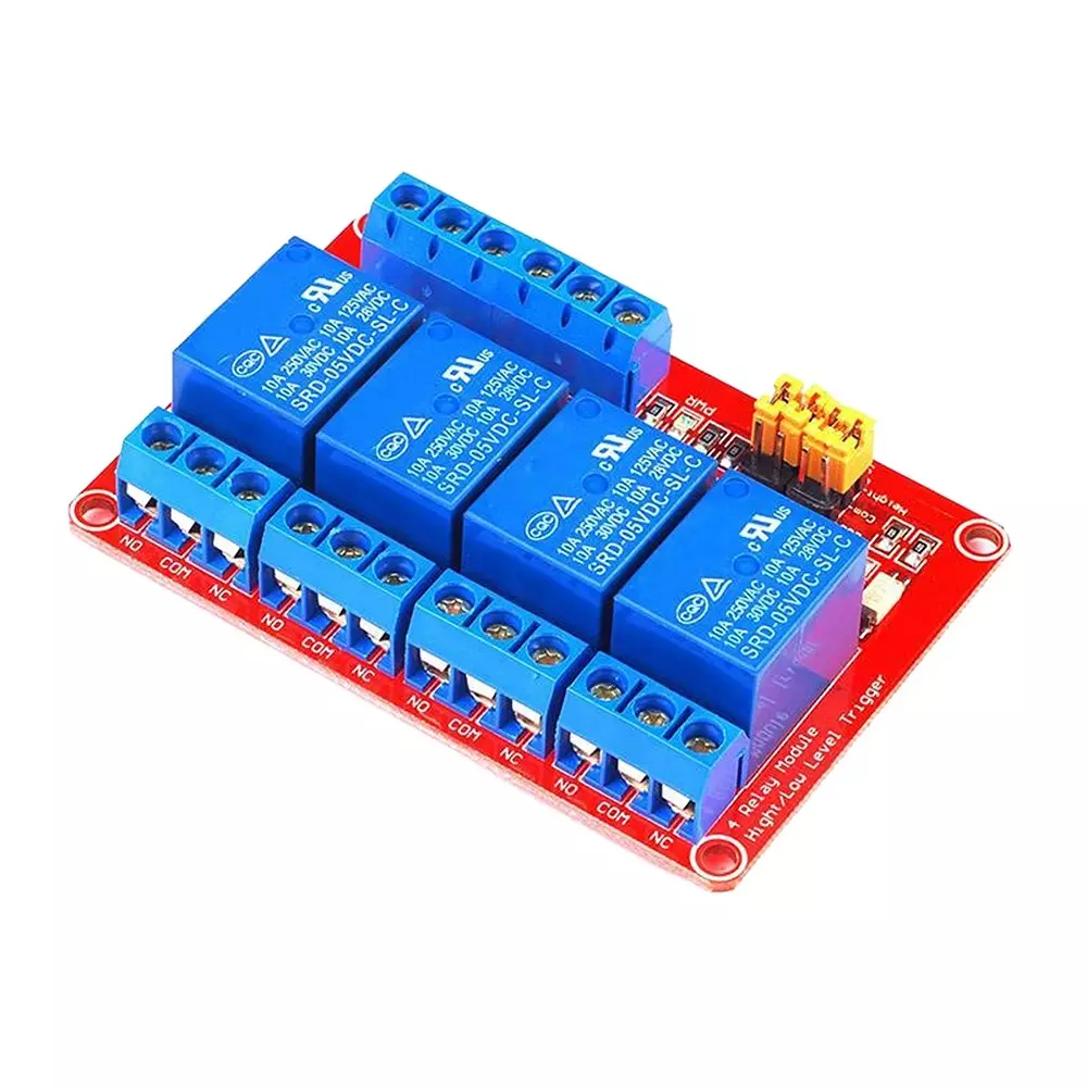 amiciSmart Relay Module Shield with Optocoupler, High and Low Level Trigger Relay Board 4 Channel 5 V for Arduino, and Microcontrollers