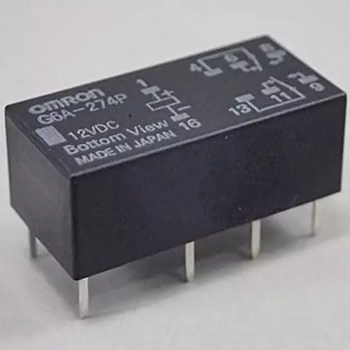 Omron Mini Relay 1000 mohm or more (with DC500 V mega), G6A-274P DC12