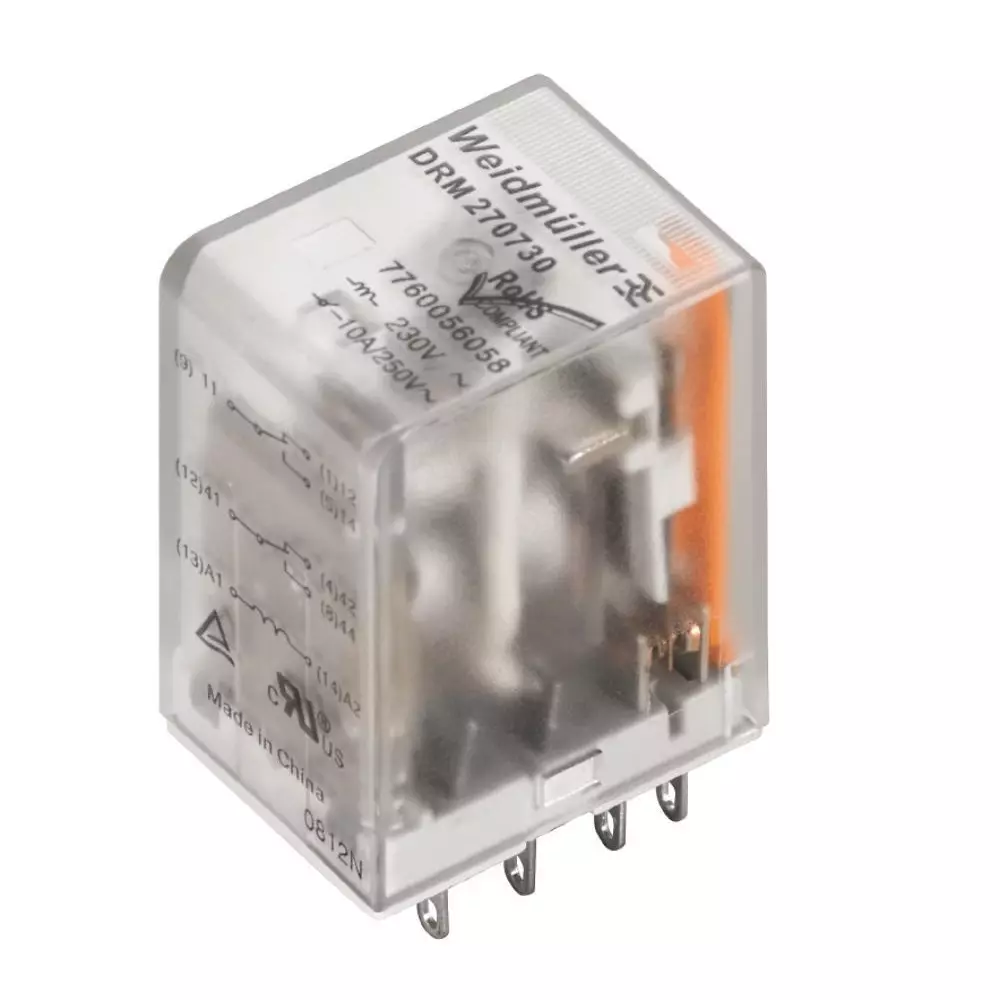 Weidmuller D Drm Power Relay DC 24 V Rated Coil Voltage [Set] DC18 V [Reset] DC2.4 V Voltage, DRM570024L