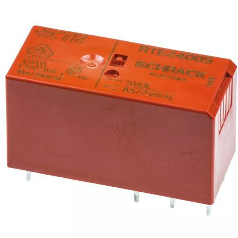 TE CONNECTIVITY Power Relay Board Mounting Type Of Sign DPDT Contact Configuration Through Hole Terminal Type, RTE24005 (Pack of 20)