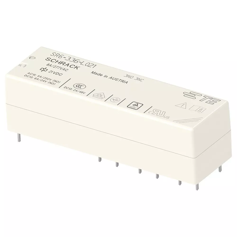 SCHRACK - TE CONNECTIVITY Power Relay 8 Amp Contact Current 3PST-NO, 3PST-NC 21 V DC, 2-1558736-7