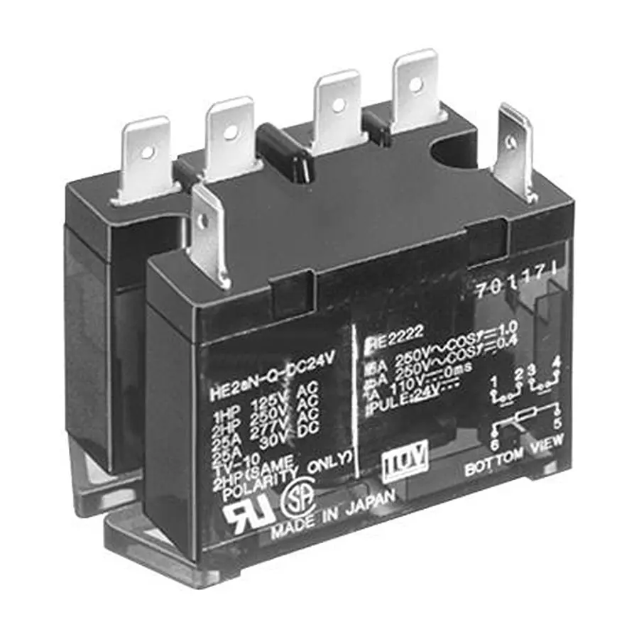 Panasonic POWER RELAY, DPST, 240VAC, 25A, PANEL, HE2AN-AC200V
