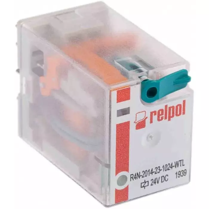 Relpol R4N Power Relay Plug In 4PDT Plug In 24 V DC 640 Ω, R4N-2014-23-1024-WTL