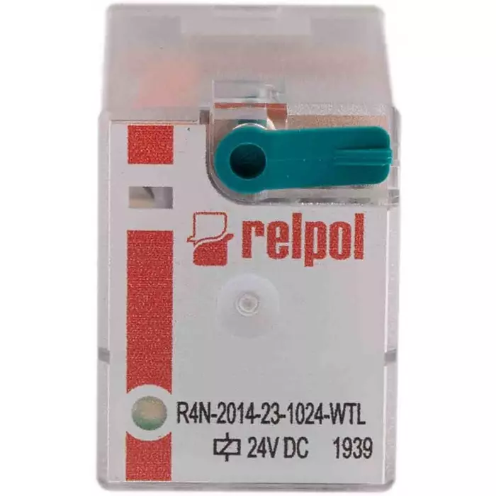 Relpol R4N Power Relay Plug In 4PDT Plug In 24 V DC 640 Ω, R4N-2014-23-1024-WTL