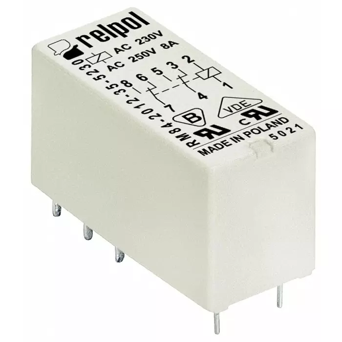 Relpol Power Relay PCB Mount DPDT PCB Pin 9 V DC 200 Ω, RM84-2012-35-1009