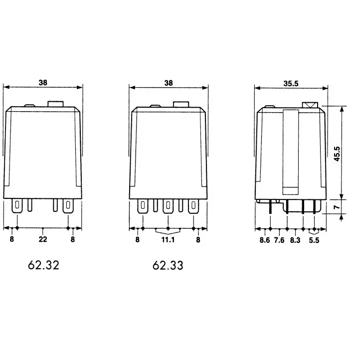 finder-plug-in-power-relay-24-v-ac-coil-16-a-switching-current-3pdt-623380240040