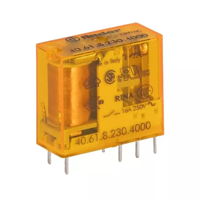 Finder PCB Mount Power Relay 230 V AC Coil 16 A Switching Current SPDT, 406182304000