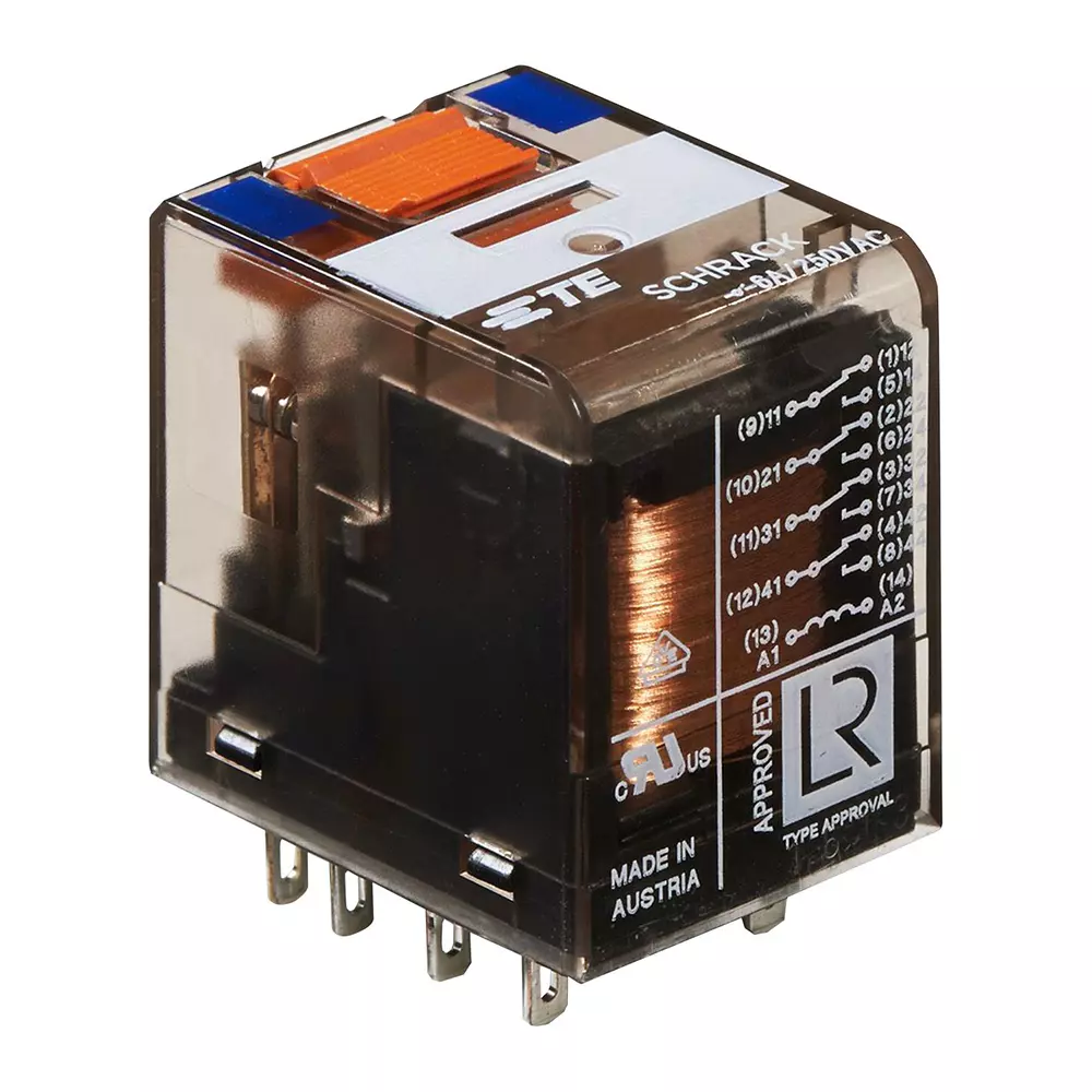TE CONNECTIVITY PT Series Power Relay 4PDT Configuration 110 VDC Coil Voltage 6 A Contact Current, PT570110