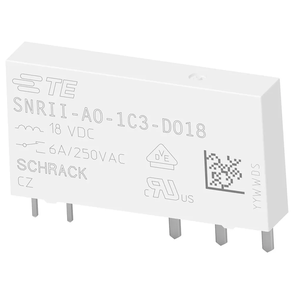 SCHRACK - TE CONNECTIVITY Power Relay 6 Amp Contact Current SPDT 18 V DC, 1558940-4