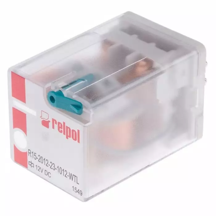 Relpol R15 Power Relay Plug In DPDT Plug In 12 V DC 110 Ω, R15-2012-23-1012-WTL