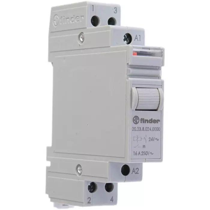 Finder DIN Rail Latching Modular Step Relay 24 V AC Coil 16 A Switching Current SPST-NC SPST-NO, 20.23.8.024.0000