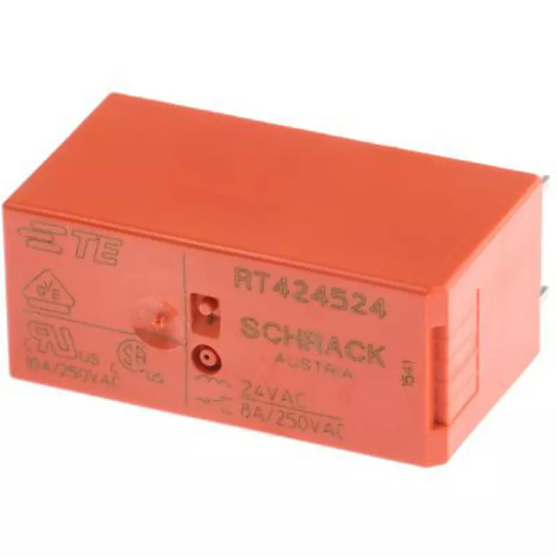 TE CONNECTIVITY Power Relay Board Mounting Type Of Sign DPDT Contact Configuration Through Hole Terminal Type, RT424524