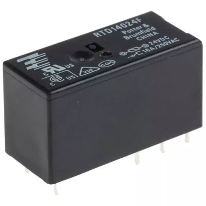 TE CONNECTIVITY Power Relay Board Mounting Type Of Sign SPDT Contact Configuration Through Hole Terminal Type, RTD14024F