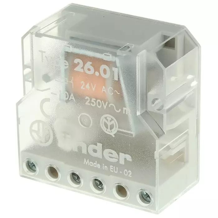 Finder Panel Mount Modular Step Relay 24 V AC Coil 10 A Switching Current SPST, 26.01.8.024.0000