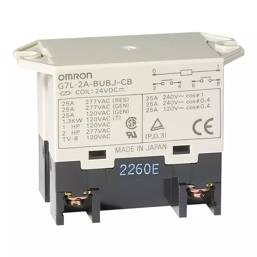 OMRON ELECTRONIC COMPONENTS RELAY, DPST-NO, 277VAC, 25A, G7L-2A-BUB-J-CB AC100/120