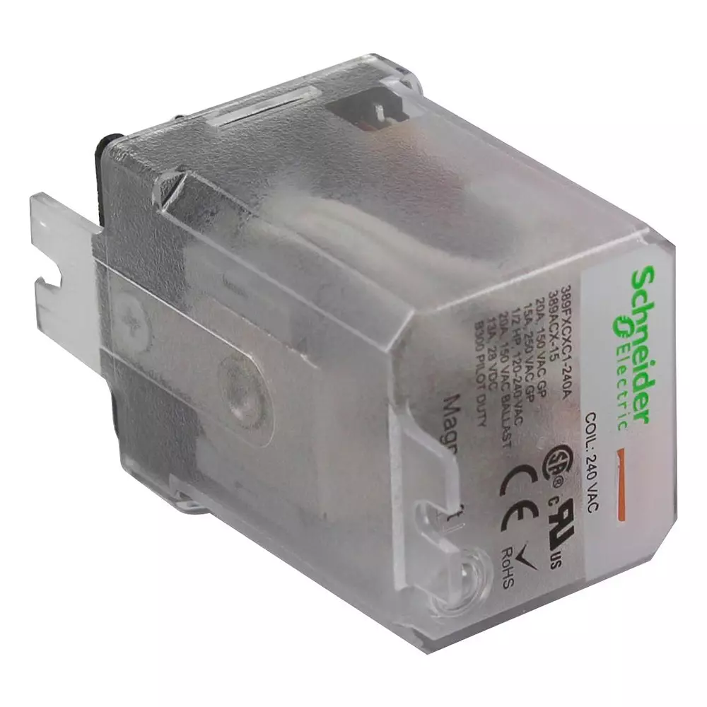 SCHNEIDER ELECTRIC/LEGACY RELAY Power Relay, Dpdt, 25A, 300VAC, Panel, 389FXBXC1-12D
