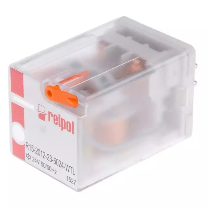 Relpol R15 Power Relay Plug In DPDT Plug In 24 V AC 75 Ω, R15-2012-23-5024-WTL