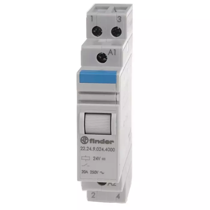 Finder DIN Rail Power Relay 24 V DC Coil 20 A Switching Current 2NC, 22.24.9.024.4000