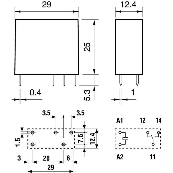 finder-pcb-mount-relay-230-v-ac-coil-12-a-switching-current-spdt-403182300000