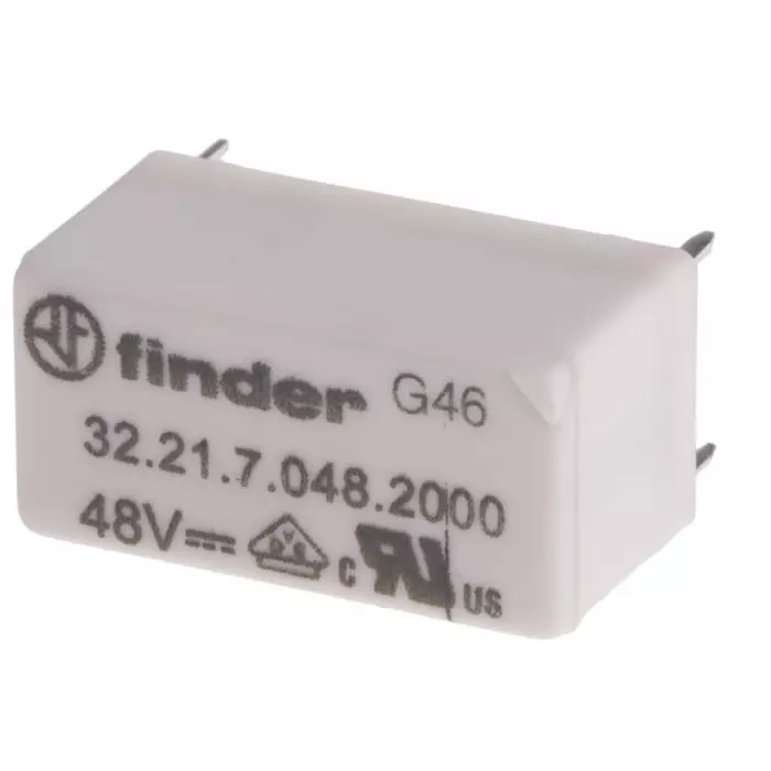 Finder PCB Mount Power Relay 48 V DC Coil 6 A Switching Current SPDT, 32.21.7.048.2000