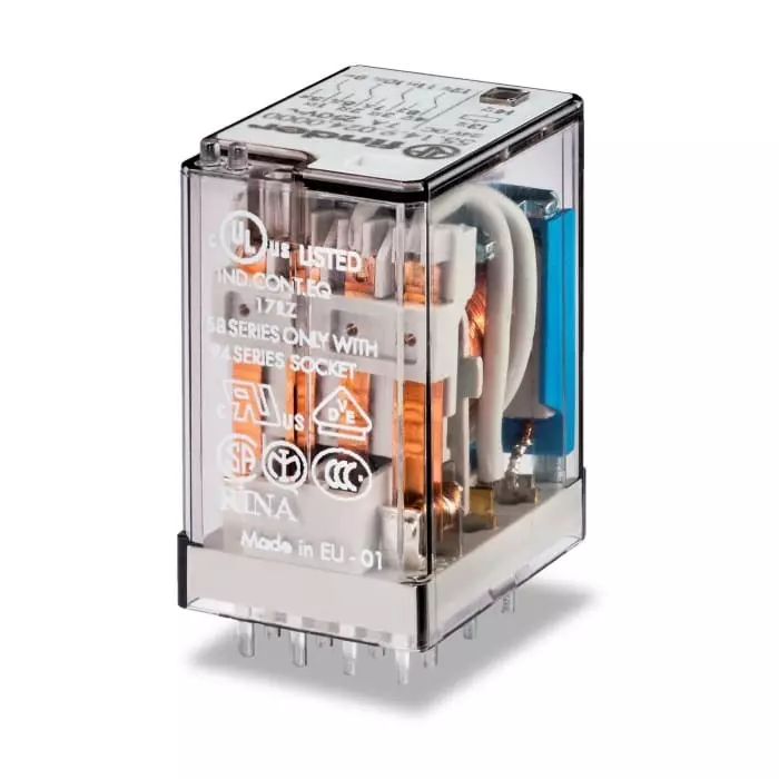 Finder Plug In Relay 230 V AC Coil 7 A Switching Current, 551482305000 (Pack of 10 Pcs)