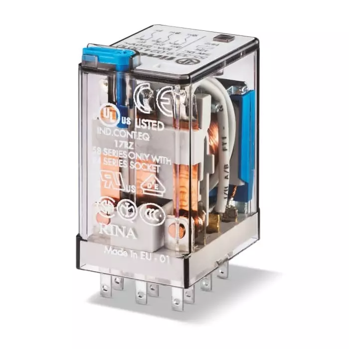 Finder Plug In Relay 24 V AC Coil 10 A Switching Current 3PDT 3PDT, 553380240050 (Pack of 10 Pcs)