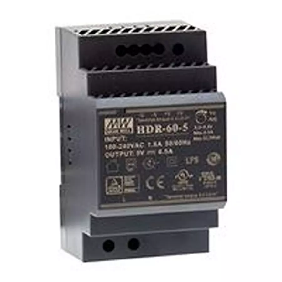 MEAN WELL POWER SUPPLY, AC-DC, 24V, 2.5A, FIXED, HDR-60-24