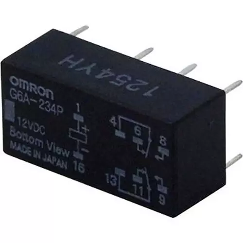 Omron Mini Relay 1000 mohm or more (with DC500 V mega), G6A-234P DC12
