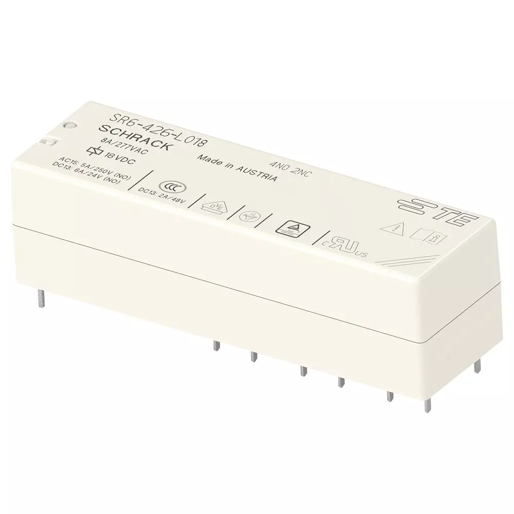 SCHRACK - TE CONNECTIVITY Power Relay 8 Amp Contact Current 4PST-NO, DPST-NC 18 V DC, 2-1558737-6
