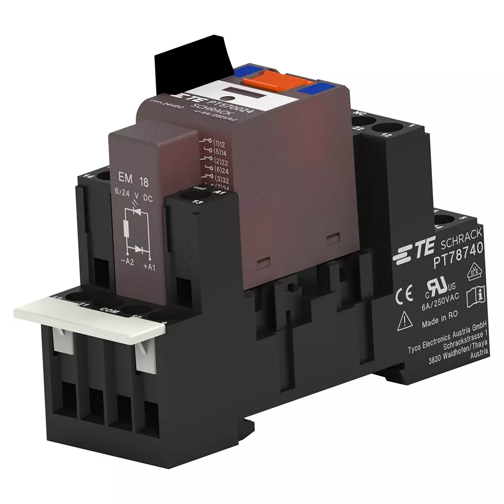 SCHRACK - TE CONNECTIVITY Power Relay 6 Amp Contact Current 4PDT 230 V AC, 4-1415075-1