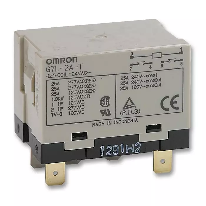 OMRON ELECTRONIC COMPONENTS RELAY, DPST-NO, 277VAC, 25A, G7L-2A-T 200/240AC