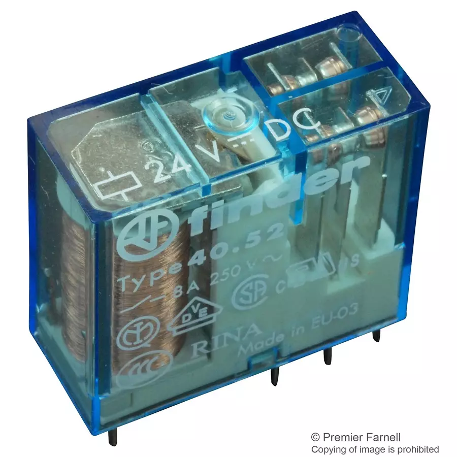 FINDER RELAY, DPDT, 110VDC, 8A, TH, 40.52.9.110.0000
