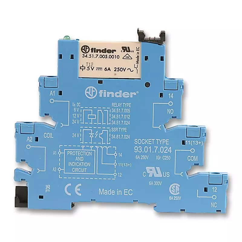 FINDER Relay, Spdt, 250VAC, 6A, 38.51.0.048.0060