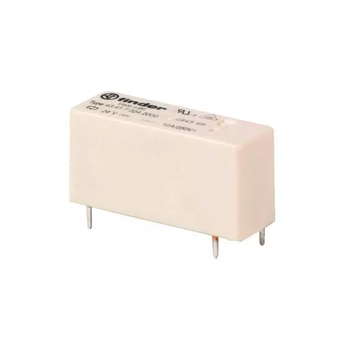 Finder PCB Mount Power Relay 24 V Coil 10 A Switching Current SPDT, 43.41.7.024.0000