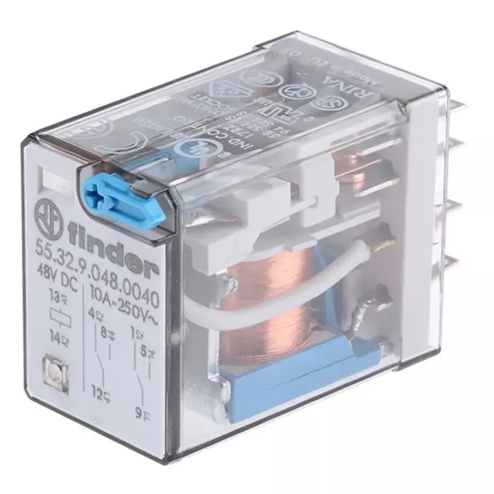 Finder Plug In Power Relay 48 V DC Coil 20 A Switching Current DPDT, 55.32.9.048.0040