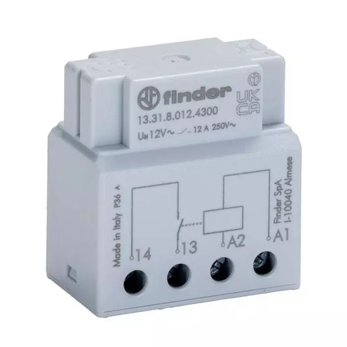 Finder Switch Box Monostable Relay 12 V AC Coil 12 A Switching Current SPST-NO, 13.31.8.012.4300