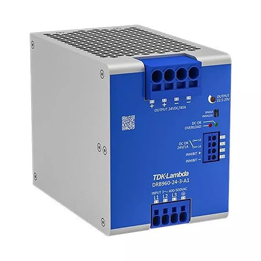 TDK-LAMBDA POWER SUPPLY, AC-DC, 24V, 40A, 960W, DRB960-24-3-A1