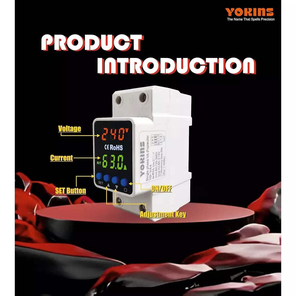 yokins-advanced-adjustable-over-under-voltage-protector-relay-with-overcurrent-protection-63-amp-230-v-din-rail-mount-yd-va4