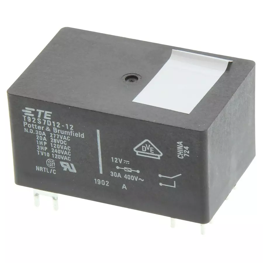 TE CONNECTIVITY RELAY, DPST-NO, 277VAC, 28VDC, 40A, T92S7D12-12