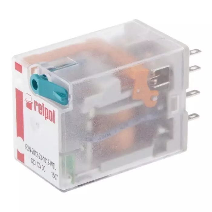 Relpol R2N Power Relay Plug In DPDT Plug In 12 V DC 160 Ω, R2N-2012-23-1012-WTL