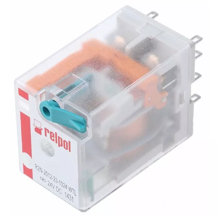 Relpol R2N Power Relay Plug In DPDT Plug In 24 V DC 640 Ω, R2N-2012-23-1024-WTL