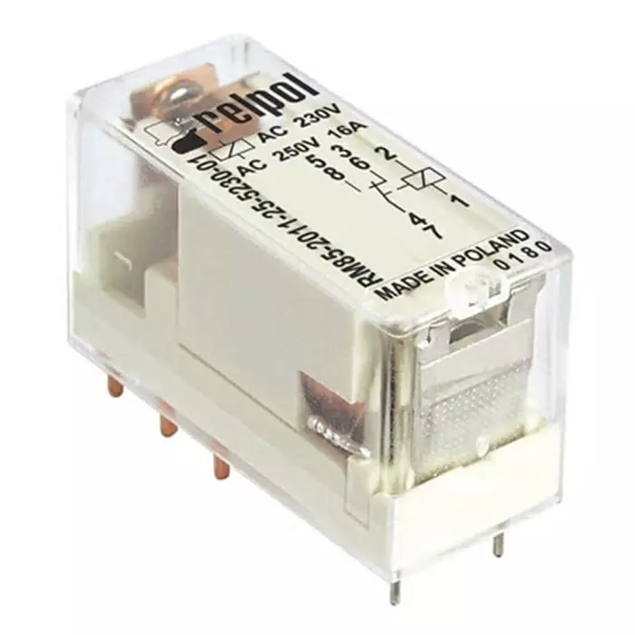 Relpol RM85 Power Relay PCB Mount SPDT Plug In 24 V DC 1440 Ω, RM85-2011-35-1024