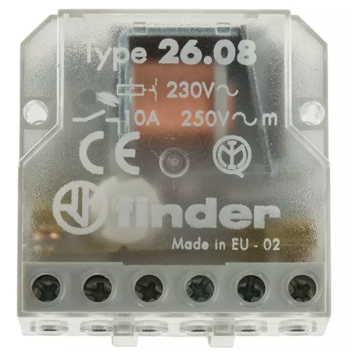 Finder Panel Mount Modular Step Relay 230 V AC Coil 10 A Switching Current DPST-2NO, 26.08.8.230.0000