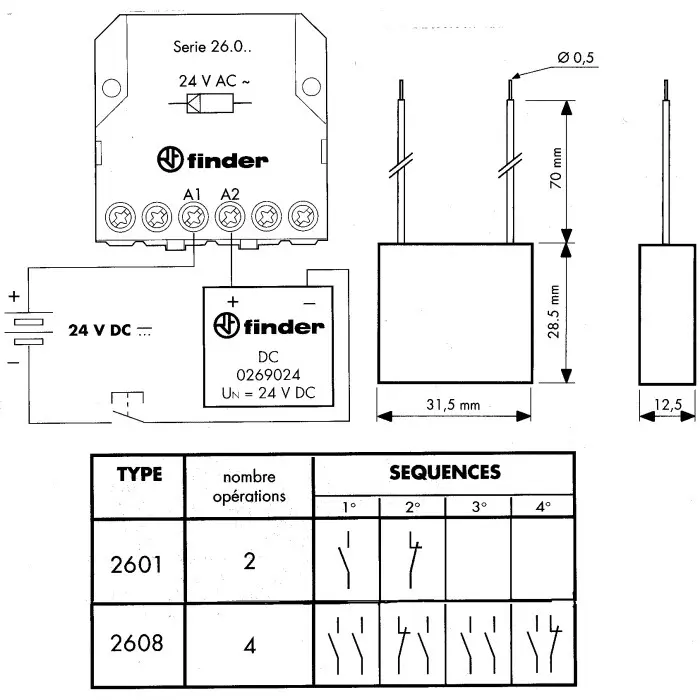 Finder Panel Mount Modular Step Relay 230 V AC Coil 10 A Switching Current DPST-2NO, 26.08.8.230.0000