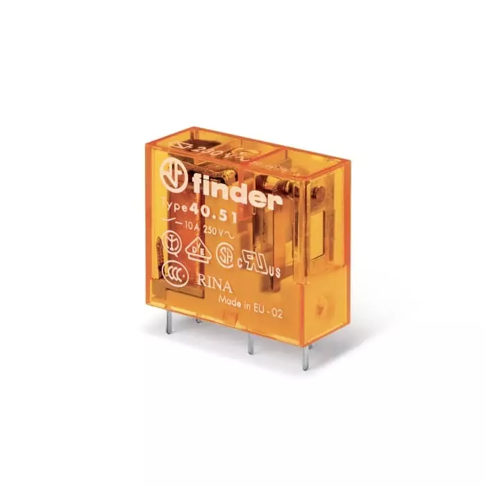 Finder PCB Mount Plug In Relay 12 V AC Coil 12 A Switching Current SPDT, 405180120000 (Pack of 50 Pcs)