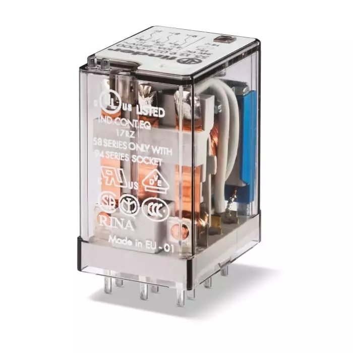 Finder Plug In Relay 240 V AC Coil 10 A Switching Current 3PDT 3PDT, 551382400000 (Pack of 10 Pcs)