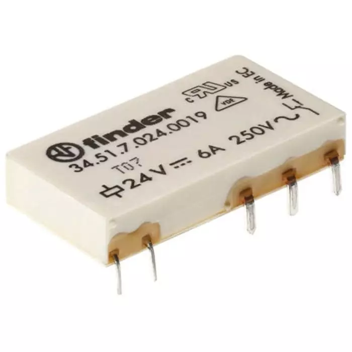 Finder PCB Mount Power Relay 12 V DC Coil 6 A Switching Current SPDT, 34.51.7.012.0019