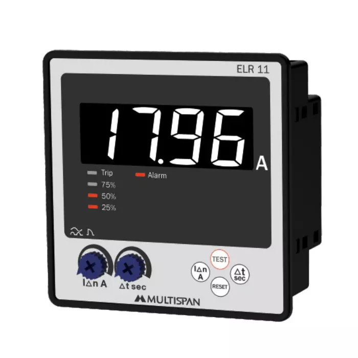 Multispan Earth Leakage Relay 30 mA to 30.00 A AC (Through External CBCT) Input and 1 Relay for Tripping Output, ELR-11